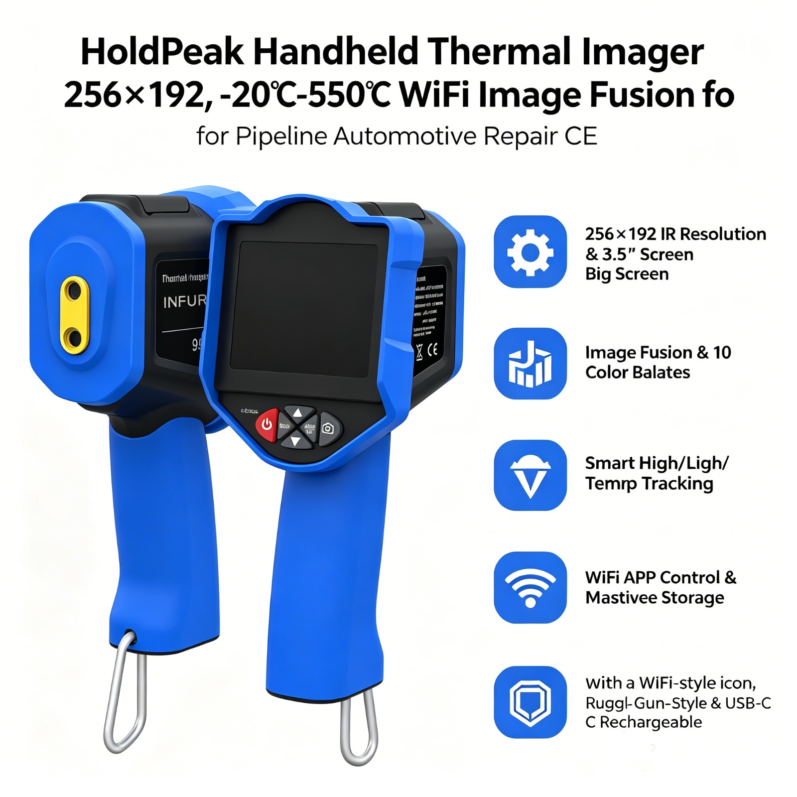 Thermal Imaging Camera 256X192 - Тепловизионная камера HoldPeak, разрешение 256x192, ИК-подсветка,